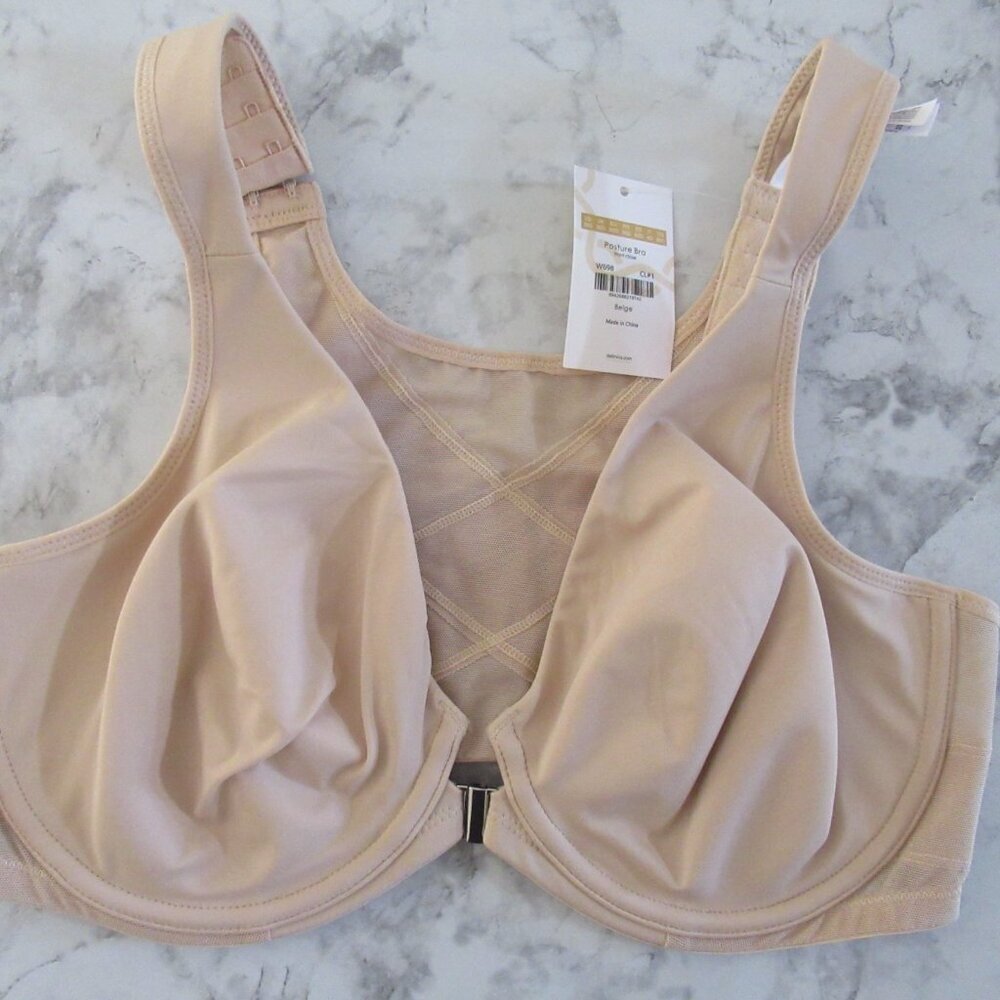 New Delimira Bra 36D Beige Posture Front Closure Underwire W698